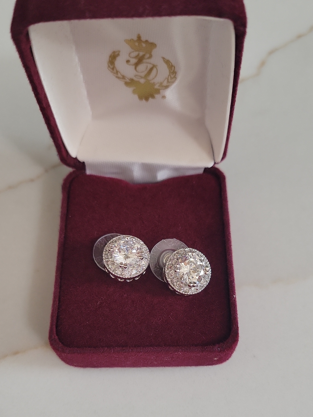 Premier Designs Silver Halo Crystal Stud Earrings